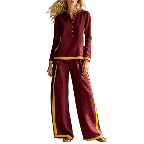 Damen farbblock knopf henley - damen, knopf‑henley